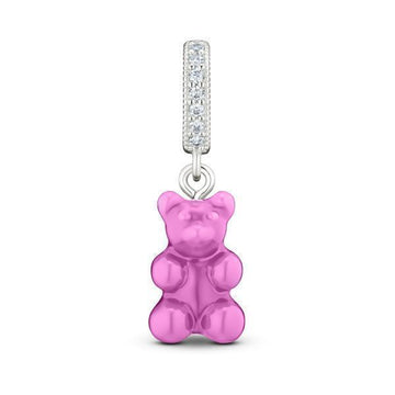 CRYSTAL HAZE JEWELRY Kristallheize Nostalgie Bärenbonbon Rosa Silber Kubik-Pendler 41550015 [P]