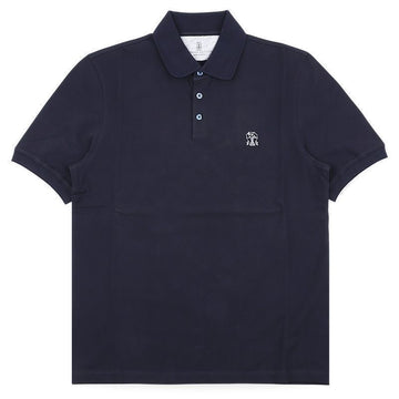 BRUNELLO CUCINELLI メンズ チェスト ロゴ PK 半袖 (ネイビー) ME8548788 CK781 151916107 [P]