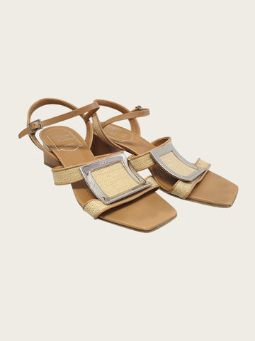 Roger Vivier Brown Leather Strap Sandals 159024484 [P]
