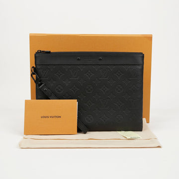 LOUIS VUITTON Clutch aus embossed Monogramm Schattenleder schwarz 158641214 [P]
