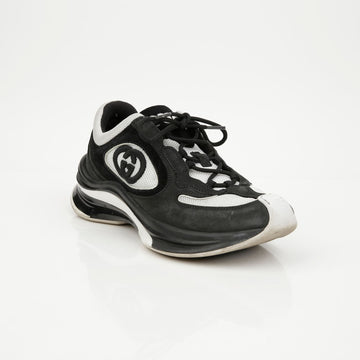 Gucci Suede Mesh Run Sneakers Black White 158643407 [P]