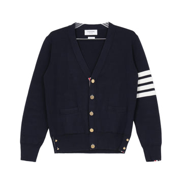 THOM BROWNE Männer diagonales Armband Milano Stitch V-Ausschnitt Baumwolle Cardigan Navy 158641846 [P]