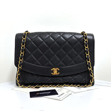 CHANEL Caviar Diana Chain Shoulder Bag Black 159031516 [P]