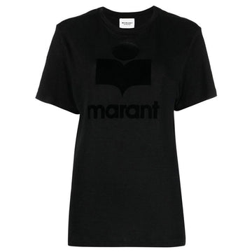 ISABEL MARANT 25SS ZEWEL Logo Leinen T-Shirt Schwarz TS0001FB A1N09E 01BK 150468441 [P]