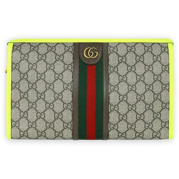 Gucci Ophidia GG Supreme Clutch Bag (Beige/Fluorescent Yellow) 598234 FADI7 9765 126745067 [P]