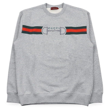 Gucci Men's Stripe Logo Sweatshirt (Gray) 848737 XJHOK 1056 152230036 [P]