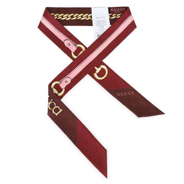 GUCCI シルクスカーフ チェーン ホースビット プリンテッド (ボルドー) 853203 3G009 6173 151320761 [P]