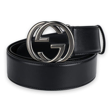 GUCCI メンズ インターロッキング GG ロゴ カジュアルベルト (ブラック) 774153 0YA0V 1000 133524844 [P]