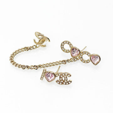 CHANEL Gold Metal Strass Heart Chain Earrings 5VCHA45861 130704144 [P]