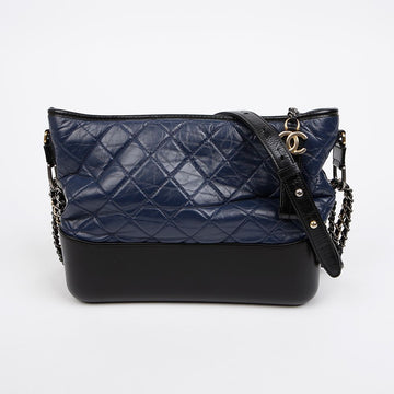 CHANEL Gabrielle Medium Leather Shoulder Bag Navy 158667240 [P]
