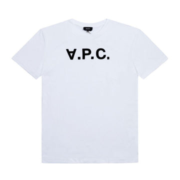 APC 半袖 Tシャツ ベルベットロゴ スタンダード ホワイト/ダークネイビー M26384 133536572 [P]
