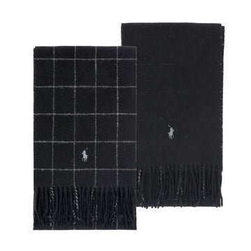 Polo Ralph Lauren Reversible Fringe Scarf in Pony Windowpane Plaid PC0743-001 149502230 [P]