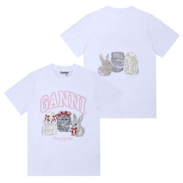 Ganni Short Sleeve Animal Print Women's T-Shirt 151463805 [P]