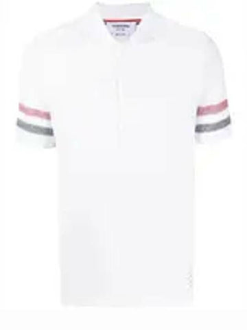 Thom Browne Trimming Texture Cotton Short Sleeve Polo Shirt MJP169A J0046 100 133044893 [P]