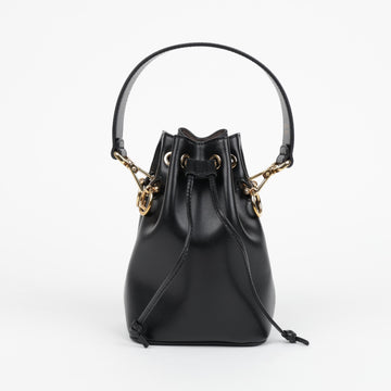 FENDI Mini Leder Montreux Bucket Tote Schultertasche Schwarz 158675927 [P]