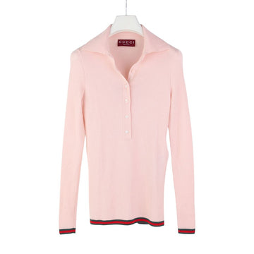 GUCCI Besticktes Cashmere-Seiden-Polohemd Pink S 37596Y-4 159051476 [P]