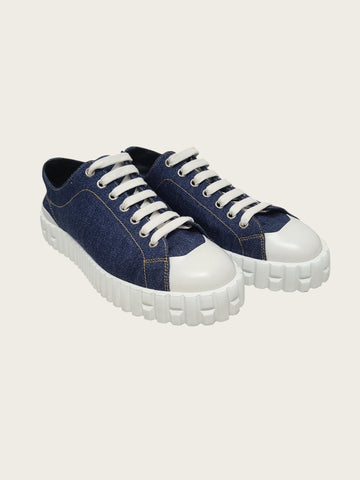 HERMES Blaue Ponse Denim Canvas Cross Sneakers 159051655 [P]