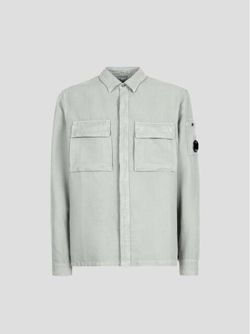 CP COMPANY Broken Lino Cotton Pocket Shirt Linsen Knopf 14CMSH291A 006501G 805 133021607 [P]
