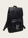 DIOR ブラック グレイン カーフスキン レザー サドル フラップ バックパック 159051731 [P]