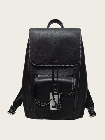 DIOR Schwarzer grained Kalbsleder Satteltasche Rucksack 159051731 [P]