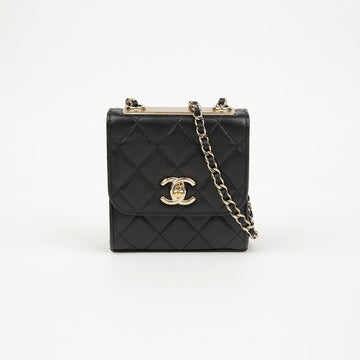 CHANEL Trendige CC Mini Lammleder Schultertasche Schwarz mit goldener Hardware 158639416 [P]