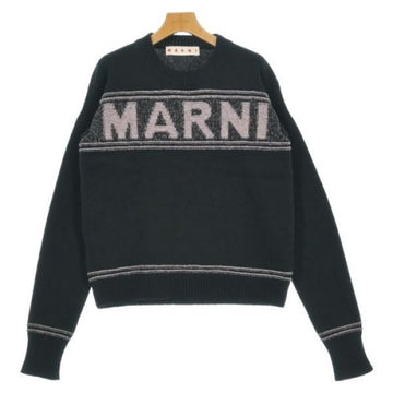 MARNI マクシ ロゴ インタージュ ブラック ウール ジャンパー (GCMG0293Q1 UFH947 00N99) 150689765 [P]