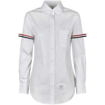 THOM BROWNE Klassisches Rundkragenhemd mit Ärmelbinde aus Popeline 26FW 156817361 [P]