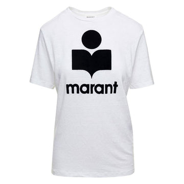 ISABEL MARANT ZEWEL Logo Leinen T-Shirt Weiß A1N09E 20WH 57884581 [P]