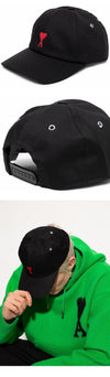AMI Heart Logo Baseball Cap Black 22FW 481 001 40202492 [P]