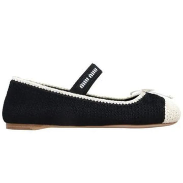 MIU MIU Ballerina mit gehäkeltem Strick (5F138E 2CQ2 F057Z) 132487876 [P]