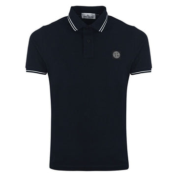 Stone Island Stone 24SS Logo Patch Slim Fit Polo T-Shirt Navy 80152SC18 A0020 92380577 [P]
