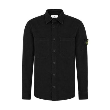STONE ISLAND Mikrocordhemdjacke schwarz 26SS mit Wappen-Patch L1S15 1200040 S0144 V0029 159063416 [P]