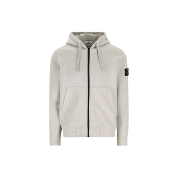 Stone Island Hooded Zipper Jacket with Badge Patch in Pearl Grey 159063434 [P]