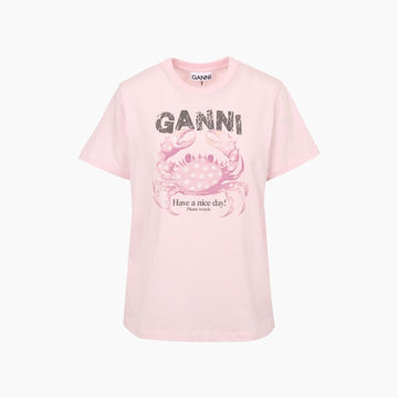 GANNI A1050197 868 Krabben-Graphic T-Shirt in Chockpink 159076113 [P]