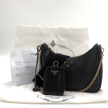 PRADA Schwarze Saffiano Multi Hobo-Tasche 1BH204 159076602 [P]