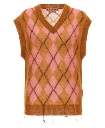 Marni Light Mohair Vest Argyle CVMG0129Q0 UFU175 ARC33 152200705 [P]