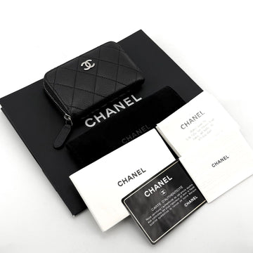 CHANEL キャビアシルバーエラップカードホルダー 159077530 [P]