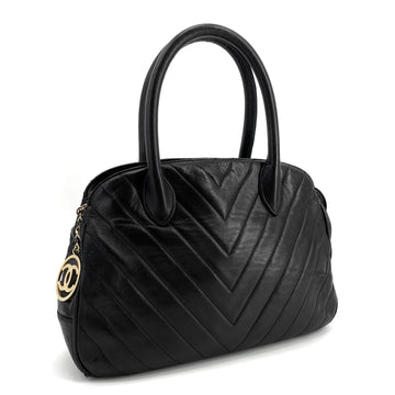 CHANEL Lambskin Chevron Charm Pendant Top Handle Tote Bag 159080613 [P]