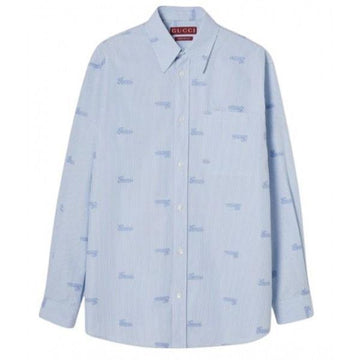 Gucci Embroidered Stripe Cotton Shirt 152203303 [P]