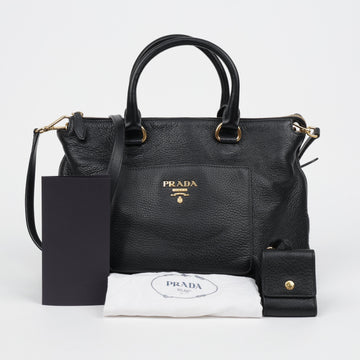 PRADA ビテロダイノレザートートバッグショルダーバッグゴールドブラック 158737797 [P]