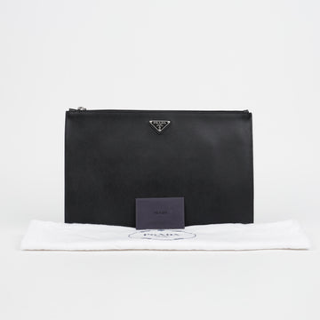 PRADA ブラック サフィアーノ レザー クラッチ 158737853 [P]