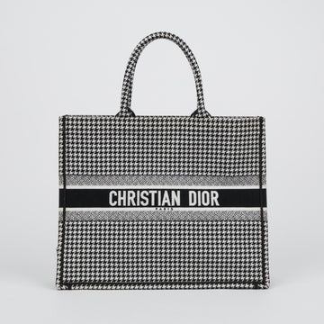 DIOR ラージハウンドトゥース刺繍ブックトートバッグ 158737880 [P]