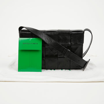 Bottega Veneta Cassette Intrecciato Leather Crossbody Bag Black 158667196 [P]