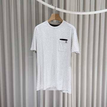 Brunello Cucinelli Cotton Logo Pocket Crewneck Short Sleeve T-Shirt White 159101092 [P]