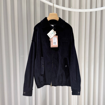 MIU MIU コーデュロイブルゾンジャケット ネイビー 44 159101868 [P]