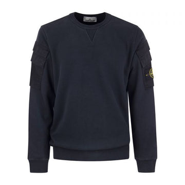 STONE ISLAND Brushed Cotton Fleece Double Pocket Crewneck Sweatshirt_Regular Fit (791560577 V0020) 115099520 [P]
