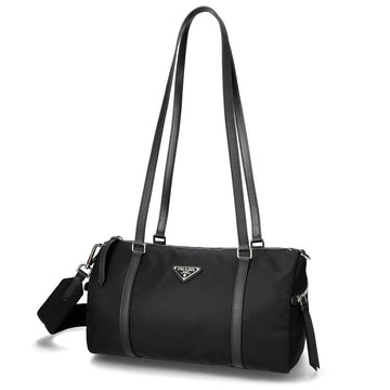 Prada Triangle Logo Nylon Leather Duffle Bag 159113999 [P]