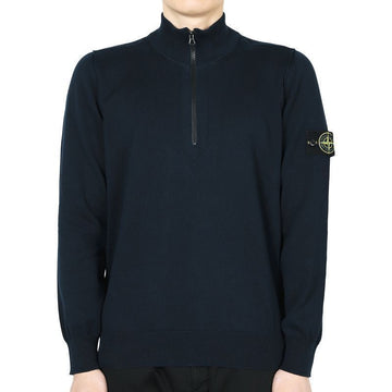 Stone Island Stone Men’s Badge Patch Half-Zip Knit Sweatshirt (Navy) K1S15 5100063 S00B2 V0020 133254721 [P]