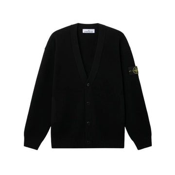 STONE ISLAND 26FW ピュア RWS ウール ルーズフィット Vネック カーディガン ポケット ブラック L2S155100010 S01C4 V0029 159120125 [P]