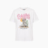 Ganni Western Zebra Print White T-Shirt 159120354 [P]
